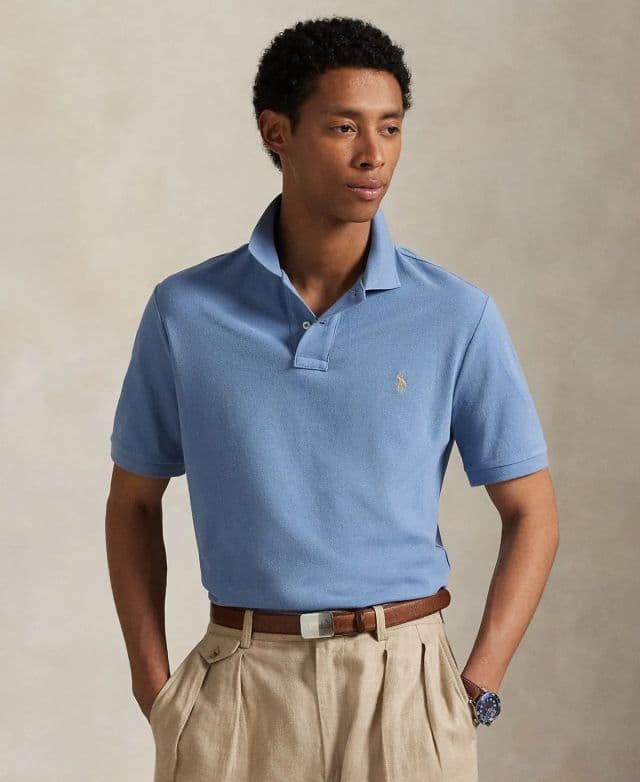 Polo Ralph Lauren Erkek Klasik Fit Mesh Polo Tişört - Mavi XS