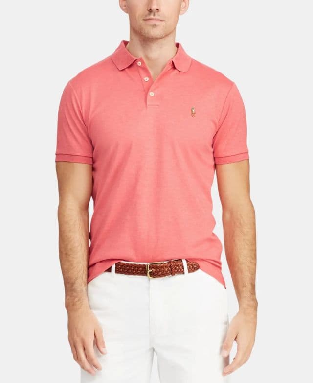 Polo Ralph Lauren Erkek Custom Slim Fit Soft Pamuklu Polo Tişört - Pembe XS