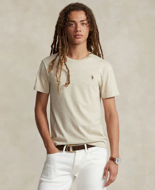 Polo Ralph Lauren Erkek Klasik Kesim Yuvarlak Yaka Tişört - Bej XS