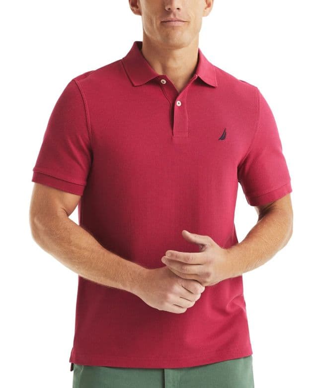 Nautica Erkek Klasik Fit Performance Deck Polo Tişört - Deep Fuschia M