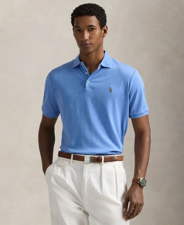 Polo Ralph Lauren Erkek Custom Slim Fit Soft Pamuklu Polo Tişört - Royal Mavi XS