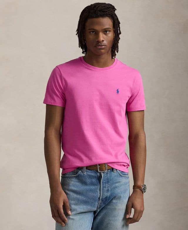 Polo Ralph Lauren Erkek Klasik Kesim Yuvarlak Yaka Tişört - Parlak Pembe XS