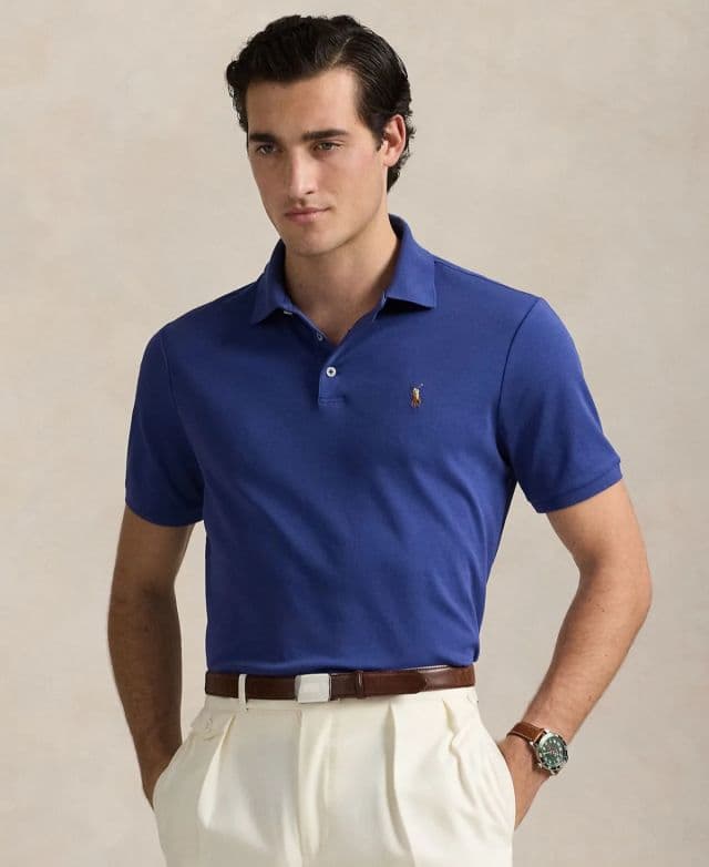 Polo Ralph Lauren Erkek Custom Slim Fit Soft Pamuklu Polo Tişört - Lacivert XS