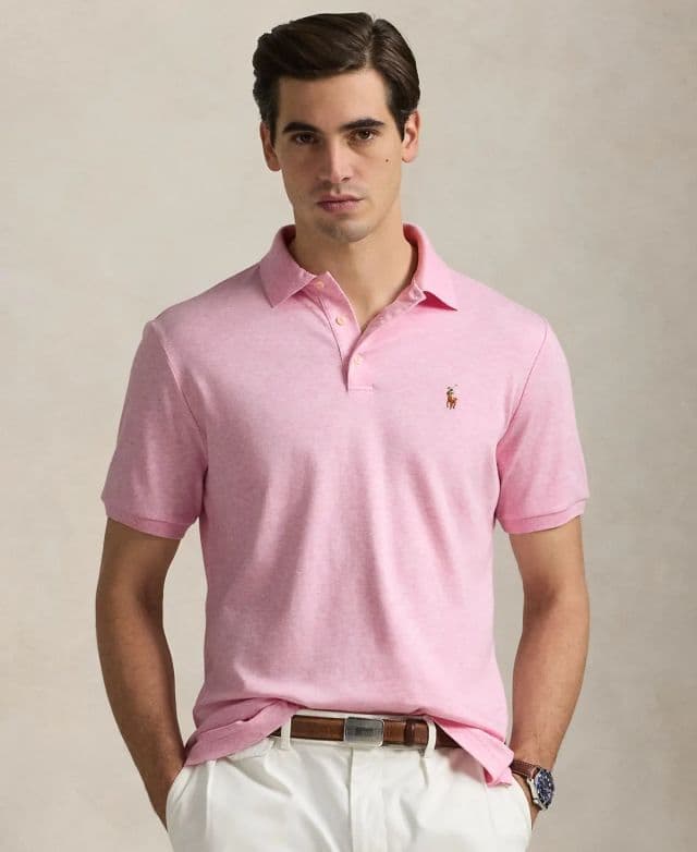 Polo Ralph Lauren Erkek Custom Slim Fit Soft Pamuklu Polo Tişört - Açık Pembe XS