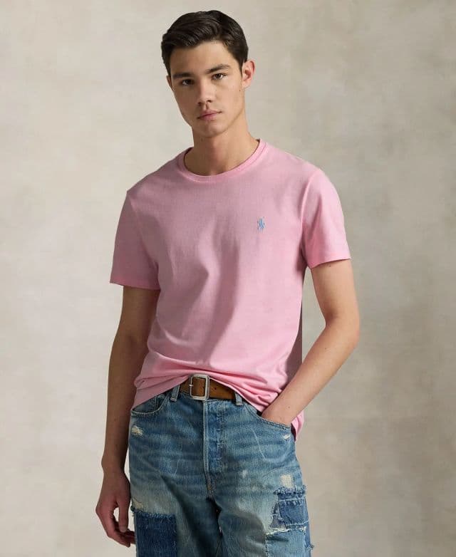 Polo Ralph Lauren Erkek Klasik Kesim Yuvarlak Yaka Tişört - Pembe XS