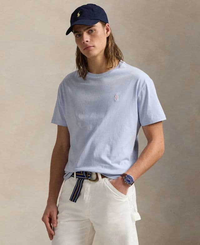 Polo Ralph Lauren Erkek Klasik Kesim Yuvarlak Yaka Tişört - Peygamber Çiçeği Mavisi XS