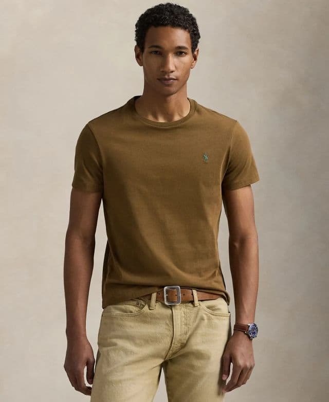 Polo Ralph Lauren Erkek Klasik Kesim Yuvarlak Yaka Tişört - Kahverengi XS