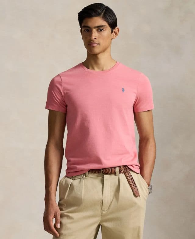 Polo Ralph Lauren Erkek Klasik Kesim Yuvarlak Yaka Tişört - Desert Pembe XS