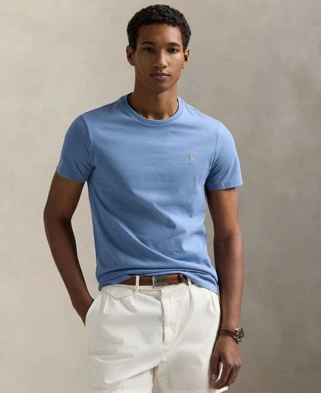 Polo Ralph Lauren Erkek Klasik Kesim Yuvarlak Yaka Tişört - Mavi XS