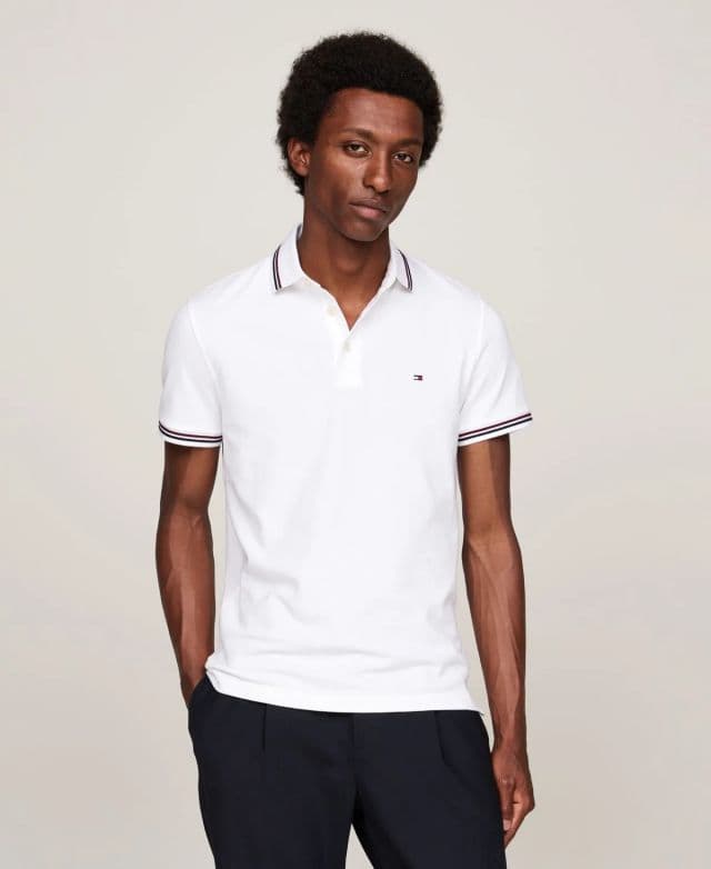 Tommy Hilfiger Erkek 1985 Tipped Slim Fit Polo Tişört - Beyaz S