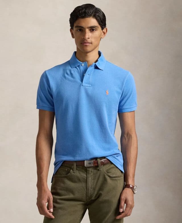 Polo Ralph Lauren Erkek Pamuklu Özel Slim Fit File Polo Tişört - Açık Mavi S