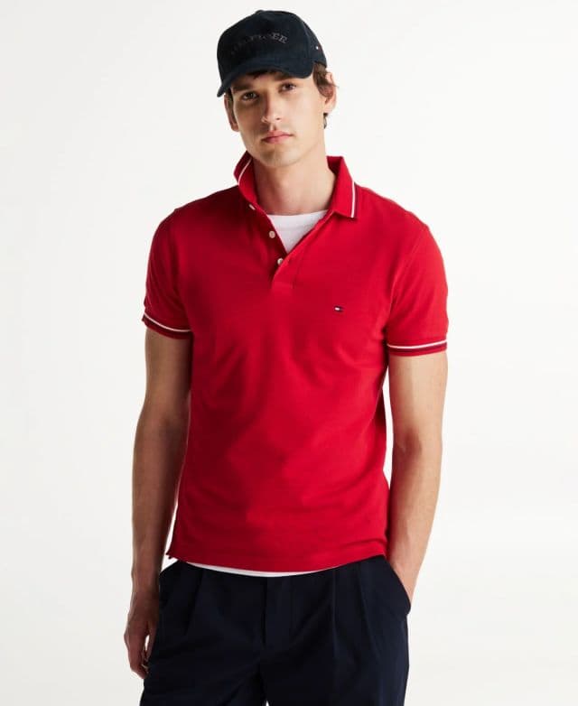 Tommy Hilfiger Erkek 1985 Tipped Slim Fit Polo Tişört - Kırmızı S