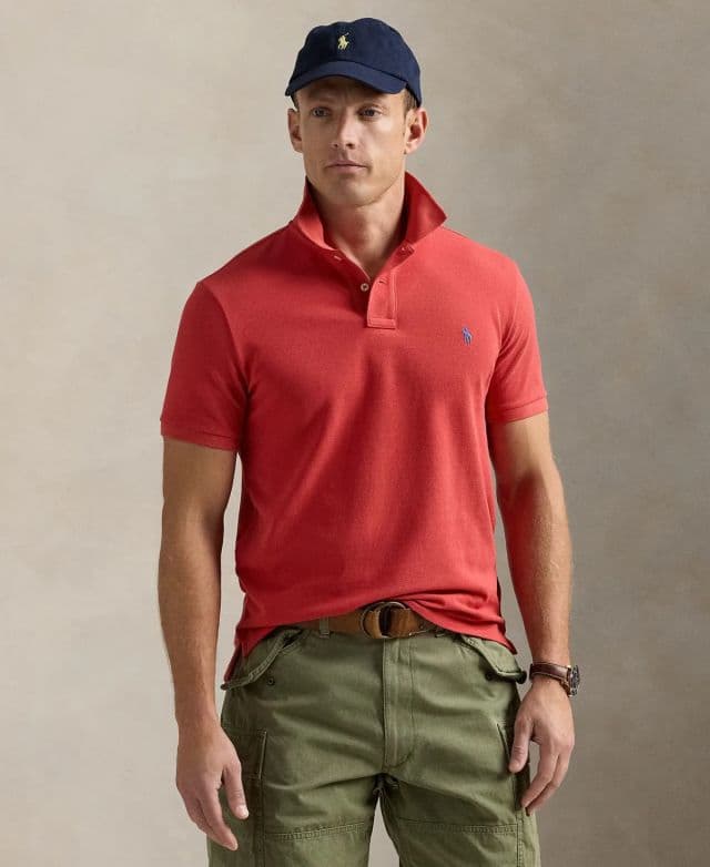 Polo Ralph Lauren Erkek Pamuklu Özel Slim Fit File Polo Tişört - Kırmızı XS