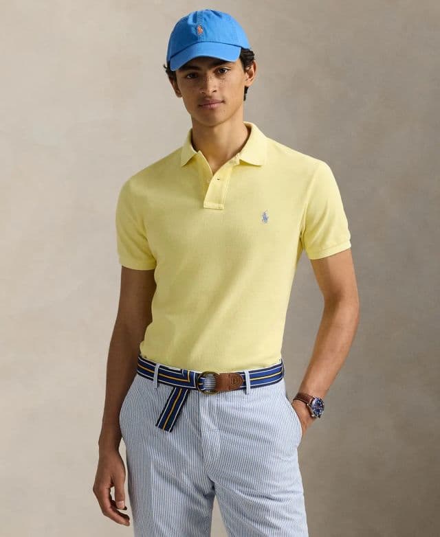 Polo Ralph Lauren Erkek Pamuklu Özel Slim Fit File Polo Tişört - Sarı XS