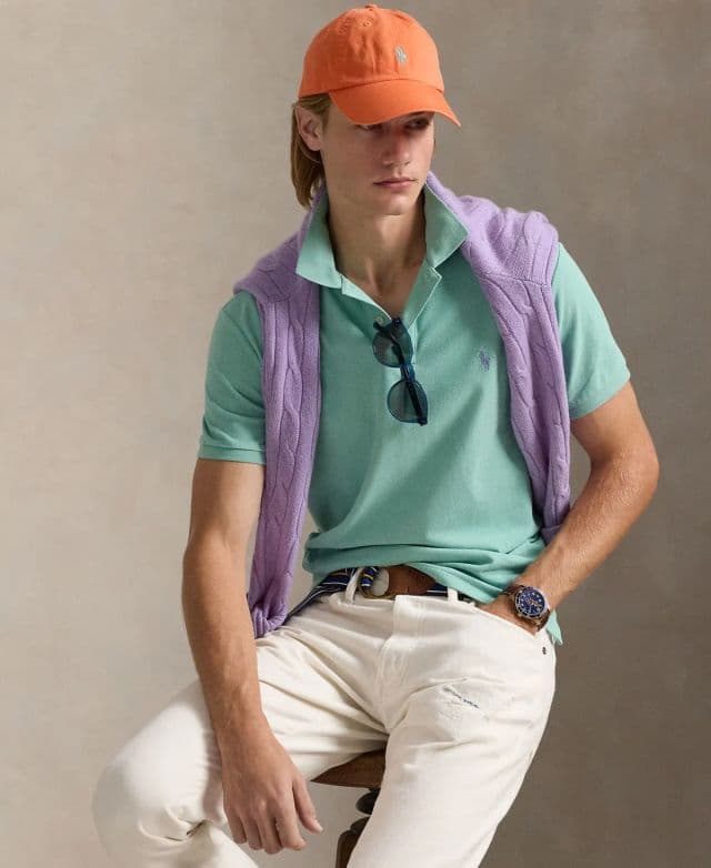 Polo Ralph Lauren Erkek Pamuklu Özel Slim Fit File Polo Tişört - Pastel Yeşil XS