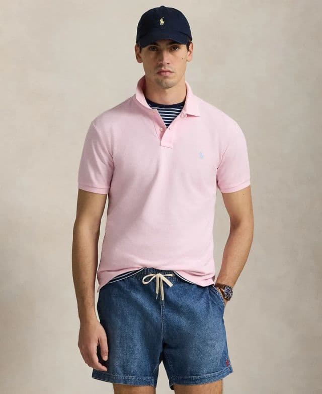 Polo Ralph Lauren Erkek Pamuklu Özel Slim Fit File Polo Tişört - Pembe XS