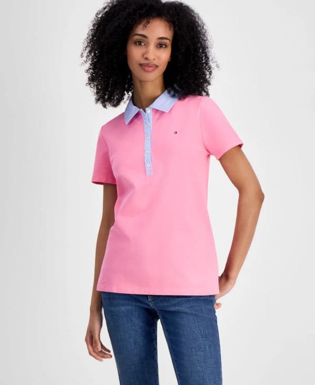 Tommy Hilfiger Kadın Karma Medya Cornell Polo Tişört - Pembe XS