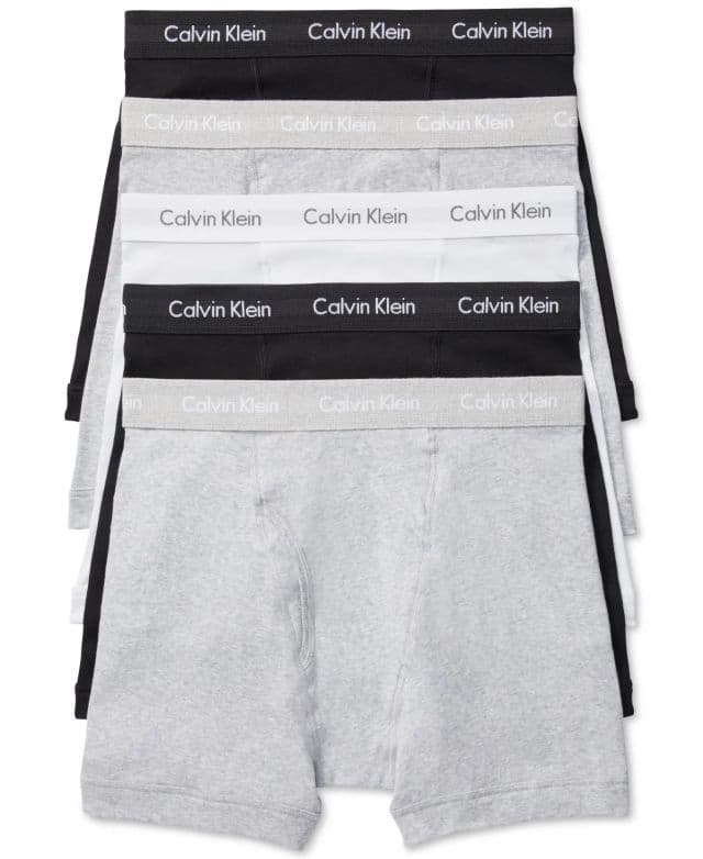 Calvin Klein Erkek 5'li Paket Pamuklu Klasik Boxer  - Beyaz/Siyah/Gri M