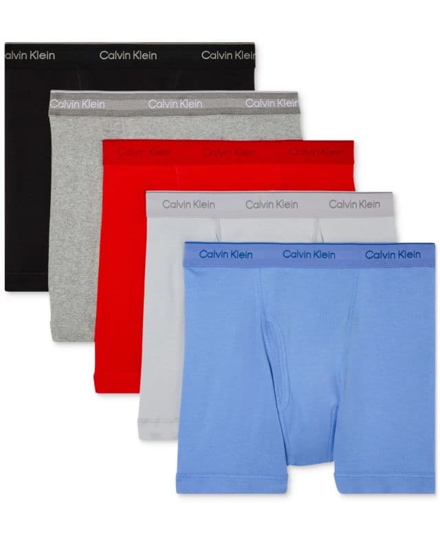 Calvin Klein Erkek 5'li Paket Pamuklu Klasik Boxer  - Blue/White/Red/Gray/Black XL