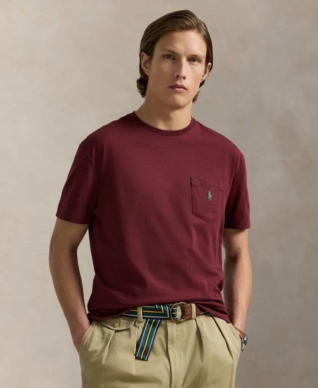 Polo Ralph Lauren Erkek Klasik Kesim Cepli Tişört - Red Wine XL