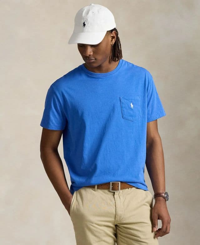 Polo Ralph Lauren Erkek Klasik Kesim Cepli Tişört - Gökyüzü Mavisi XL