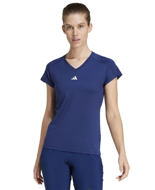 Adidas Kadın Antrenman Nem Emici Logo V Yaka Tişört - Lacivert S