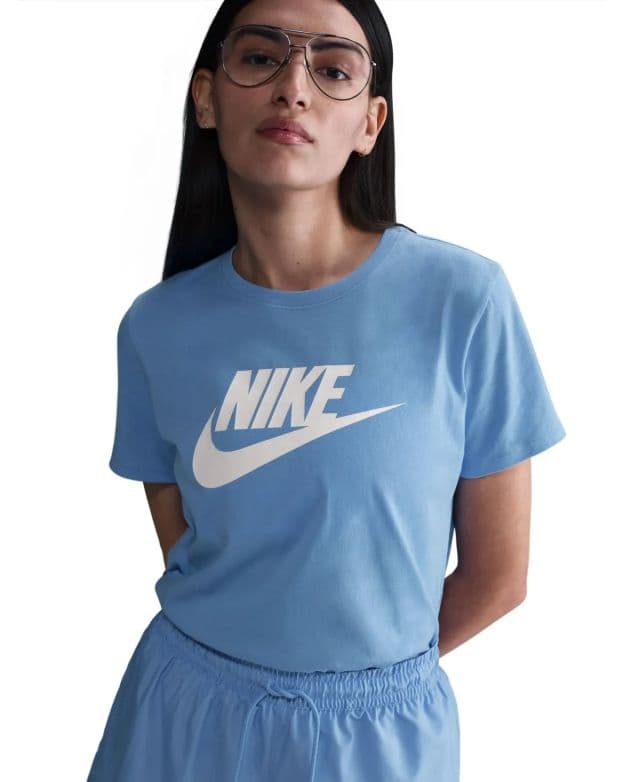 Nike Kadın Essentials Logolu Tişört - Mavi XS