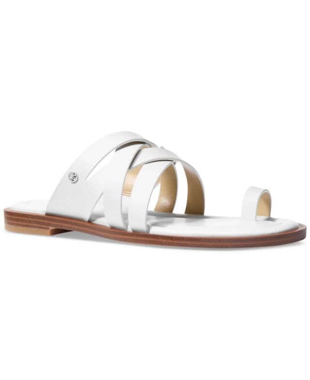 Michael Kors Nora Ayak Halkası Deri Terlik - Beyaz 39