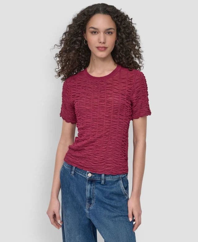 DKNY Kadın Dokulu Üst - Bordo L