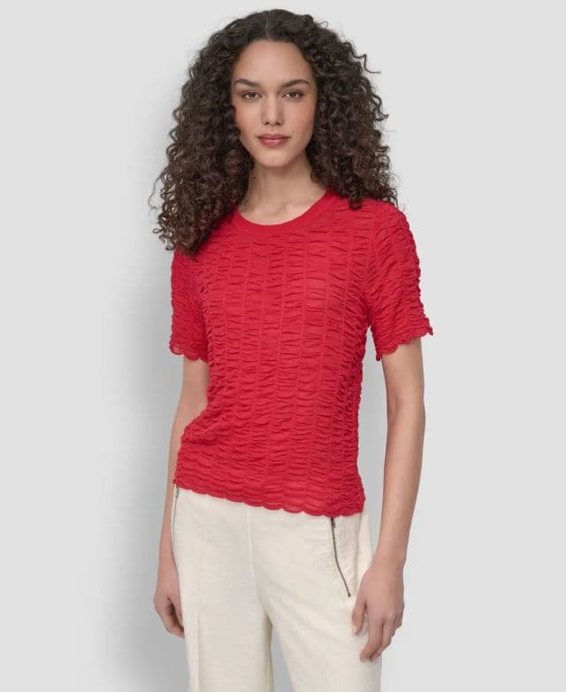 DKNY Kadın Dokulu Üst - Kırmızı L