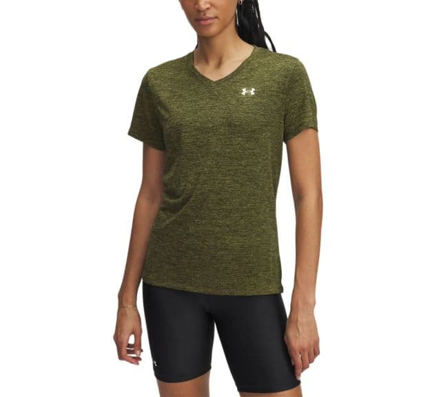 Under Armour Kadın Twist Tech V Yaka Kısa Kollu Tişört - Expedition Green /  / White S