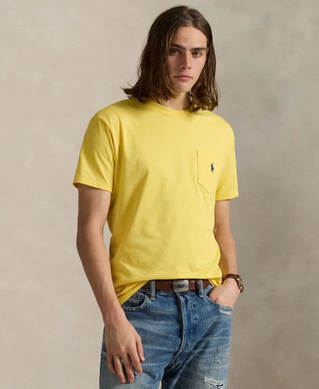 Polo Ralph Lauren Erkek Klasik Kesim Cepli Tişört - Collegiate Yellow XL