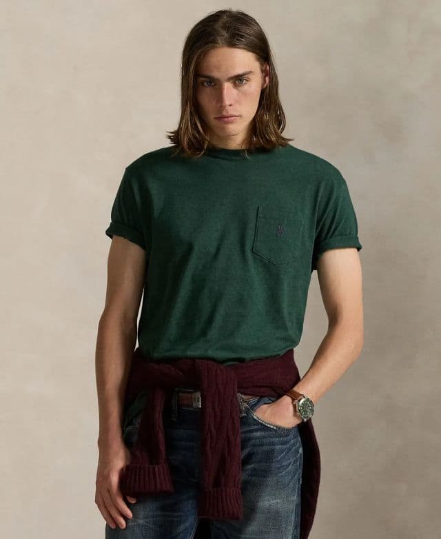 Polo Ralph Lauren Erkek Klasik Kesim Cepli Tişört - Scotch Pine Heather XL