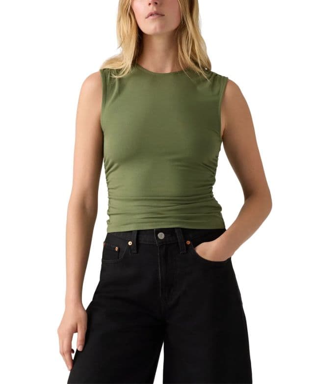 Levi's® Premium Kadın Kristal Büzgülü Kolsuz Üst - Yeşil XL