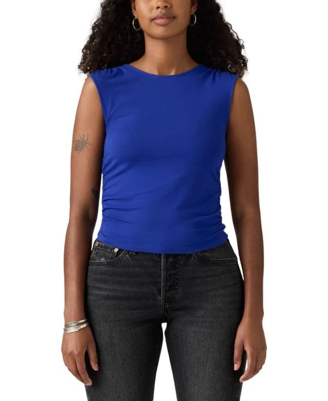 Levi's® Premium Kadın Kristal Büzgülü Kolsuz Üst - Mavi XL