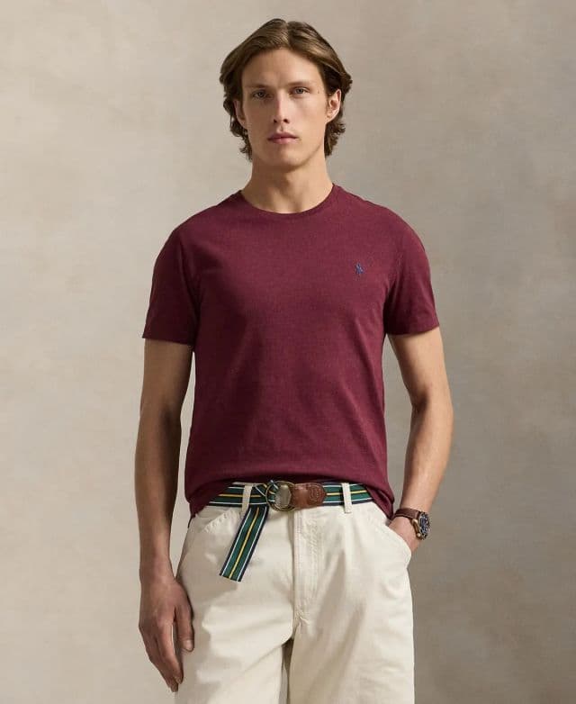 Polo Ralph Lauren Erkek Klasik Kesim Yuvarlak Yaka Tişört - Spring Wine Heather S