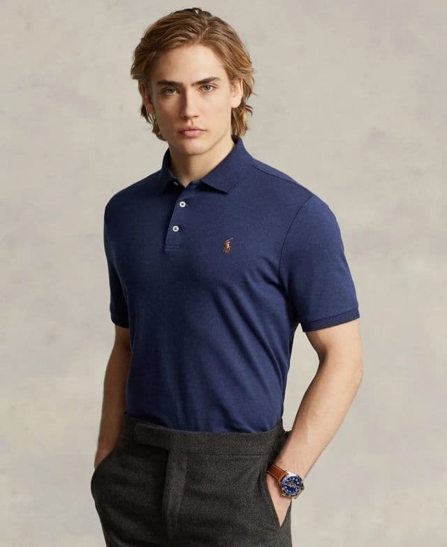 Polo Ralph Lauren Erkek Custom Slim Fit Soft Pamuklu Polo Tişört - Spring Navy Heather XS