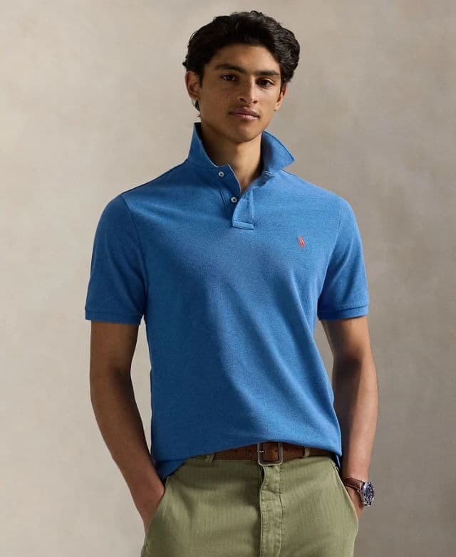 Polo Ralph Lauren Erkek Klasik Fit Mesh Polo Tişört - Fresh Surf Heather XS