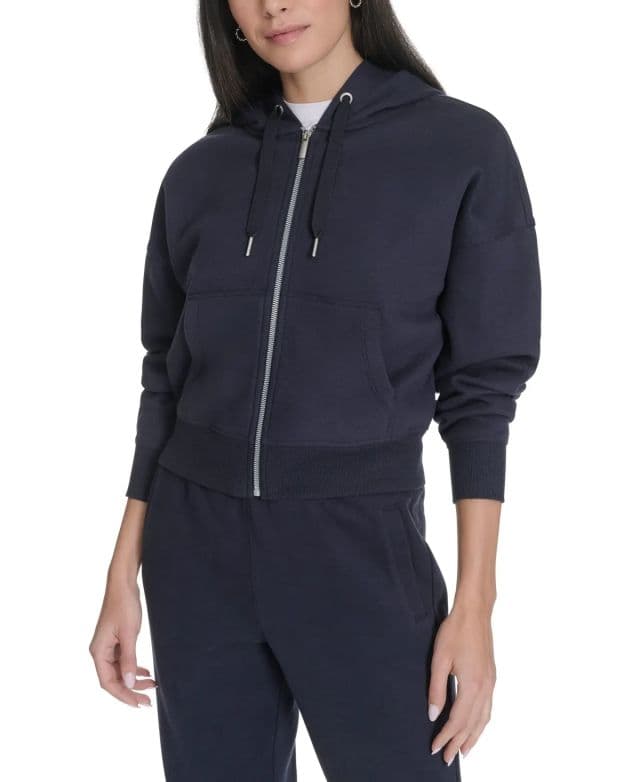 Calvin Klein Kadın Fermuarlı Uzun Kollu Kapüşonlu Sweatshirt - Sky Captain S