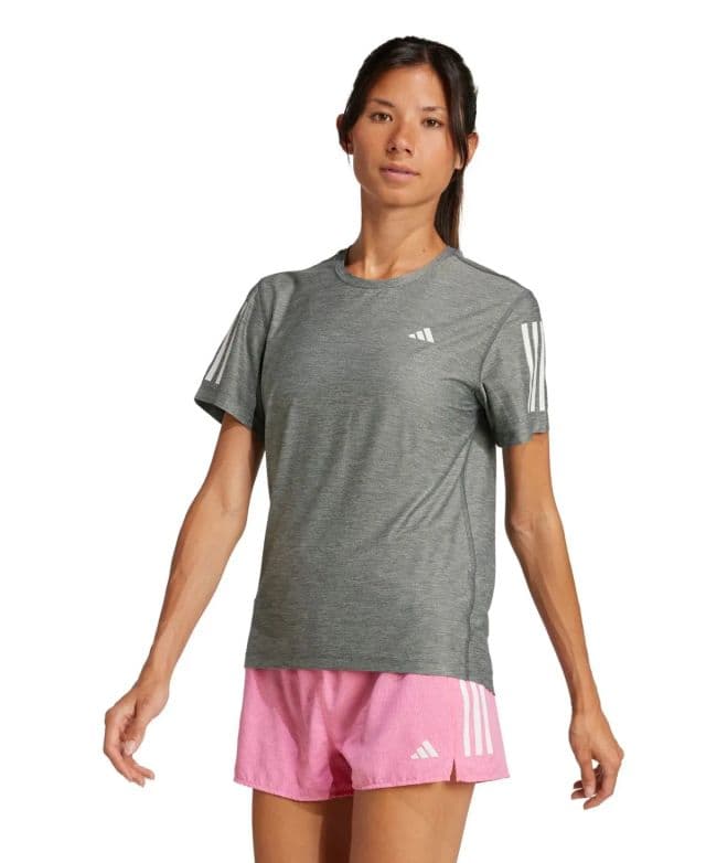 Adidas Kadın Own The Run Kısa Kollu Koşu Tişörtü - Gray/White Melange XS