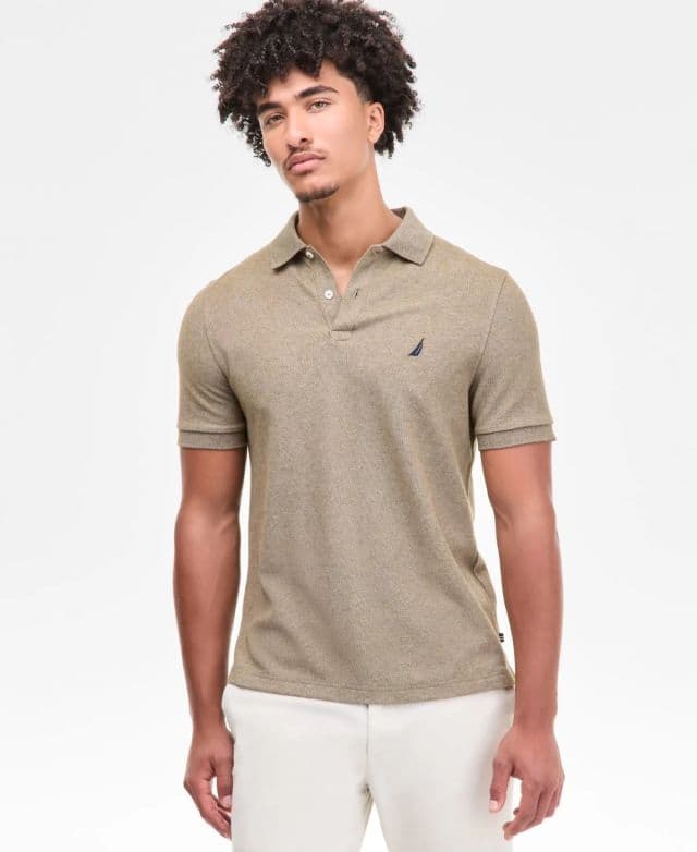 Nautica Erkek Klasik Fit Performance Deck Polo Tişört - Combat Olive Heather S