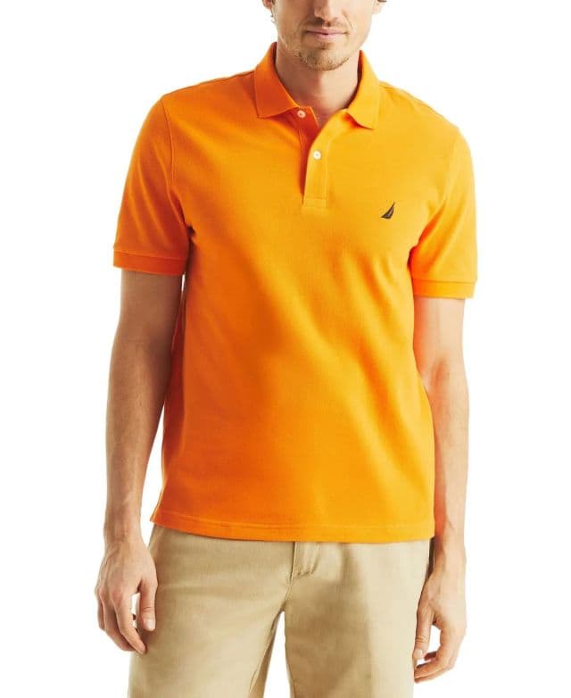 Nautica Erkek Klasik Fit Performance Deck Polo Tişört - Coast Guard Orange S