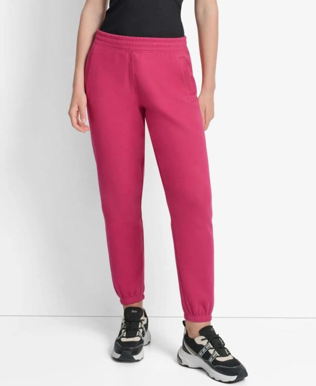 DKNY Kadın HD Logolu Yüksek Bel Rahat Eşofman Altı - Pembe S