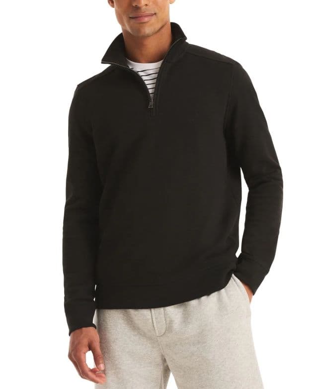 Nautica Erkek Çeyrek Fermuarlı Polar Sweatshirt - Siyah M