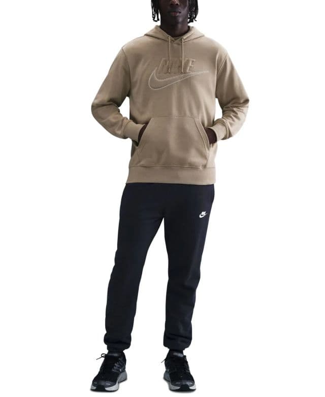 Nike Erkek Club Fleece Atletik Kesim Logolu Kapüşonlu Sweatshirt - Bej S
