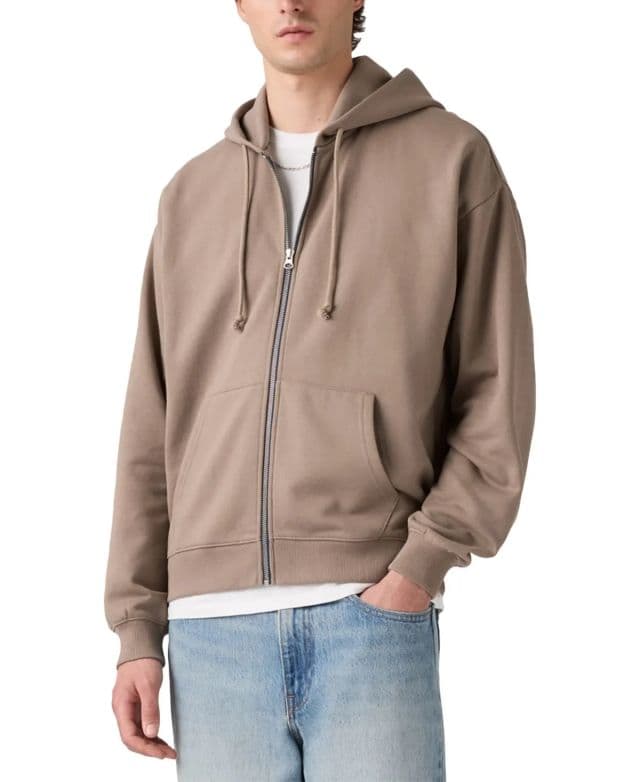 Levi's® Erkek Relaxed Fit Kısa Tam Fermuarlı Kapüşonlu Sweatshirt - Kahverengi M