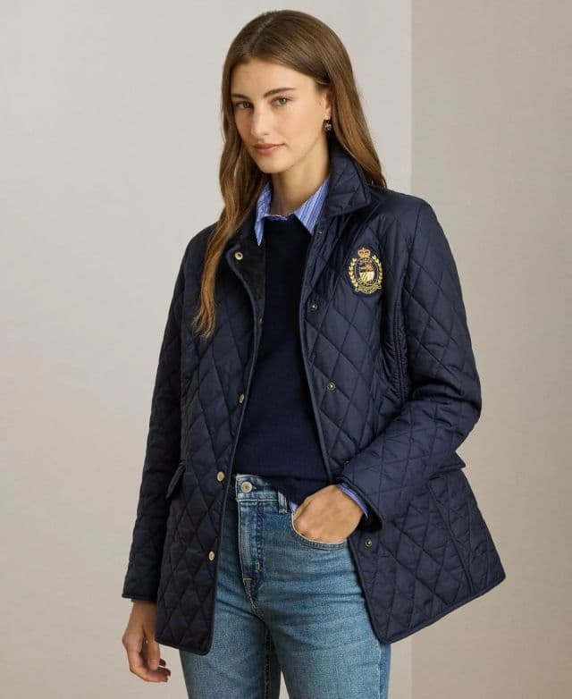 Lauren Ralph Lauren Kadın Kapitoneli Armalı Ceket - Lacivert XXL