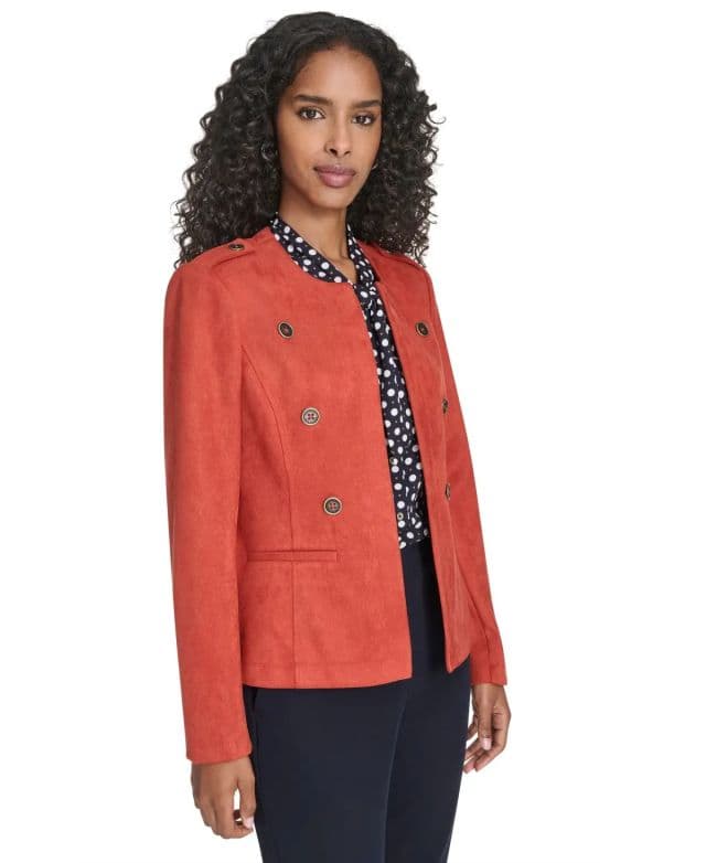 Tommy Hilfiger Kadın Scuba Süet Uzun Kollu Ceket - Kırmızı S