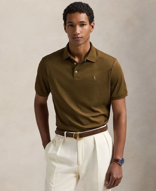Polo Ralph Lauren Erkek Klasik Fit Soft Pamuklu Polo Tişört - Nature Brown XS
