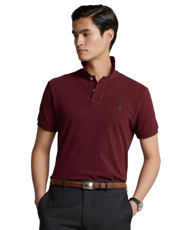 Polo Ralph Lauren Erkek Pamuklu Özel Slim Fit File Polo Tişört - Spring Wine Heather XS